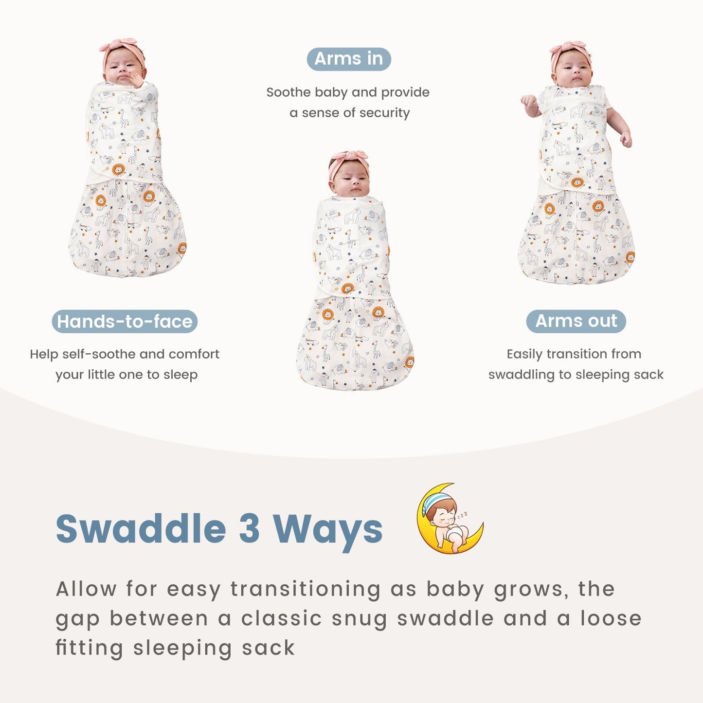 1.0 TOG 100% Cotton 2 Pack Baby Swaddle for Newborns 0-12 Months