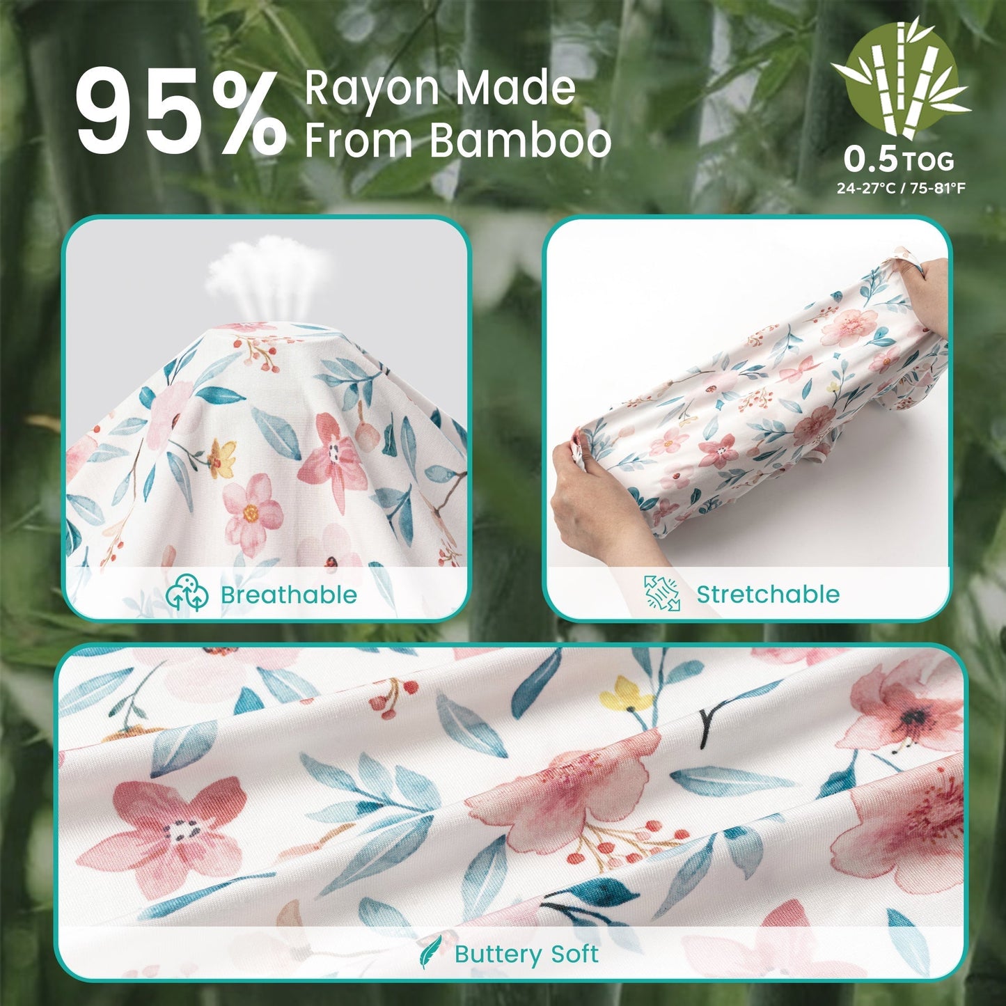 0.5 TOG 2 Pack 95% Bamboo Baby Sleep Sack 0-18 Months