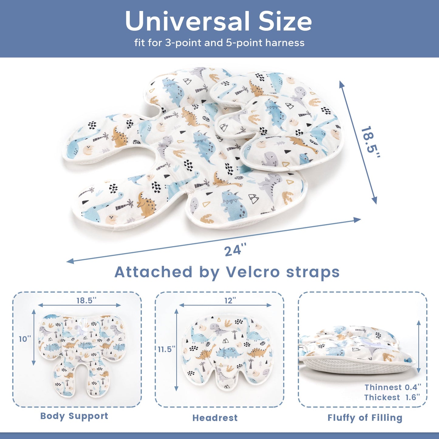 Car Seat Head Body Support, Detachable Newborn Infant Car Seat Insert