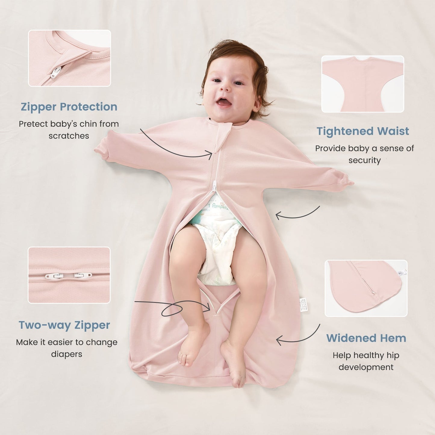 0.5 Tog 100% Cotton Shark-Fin Transition Swaddle 3-12 Months
