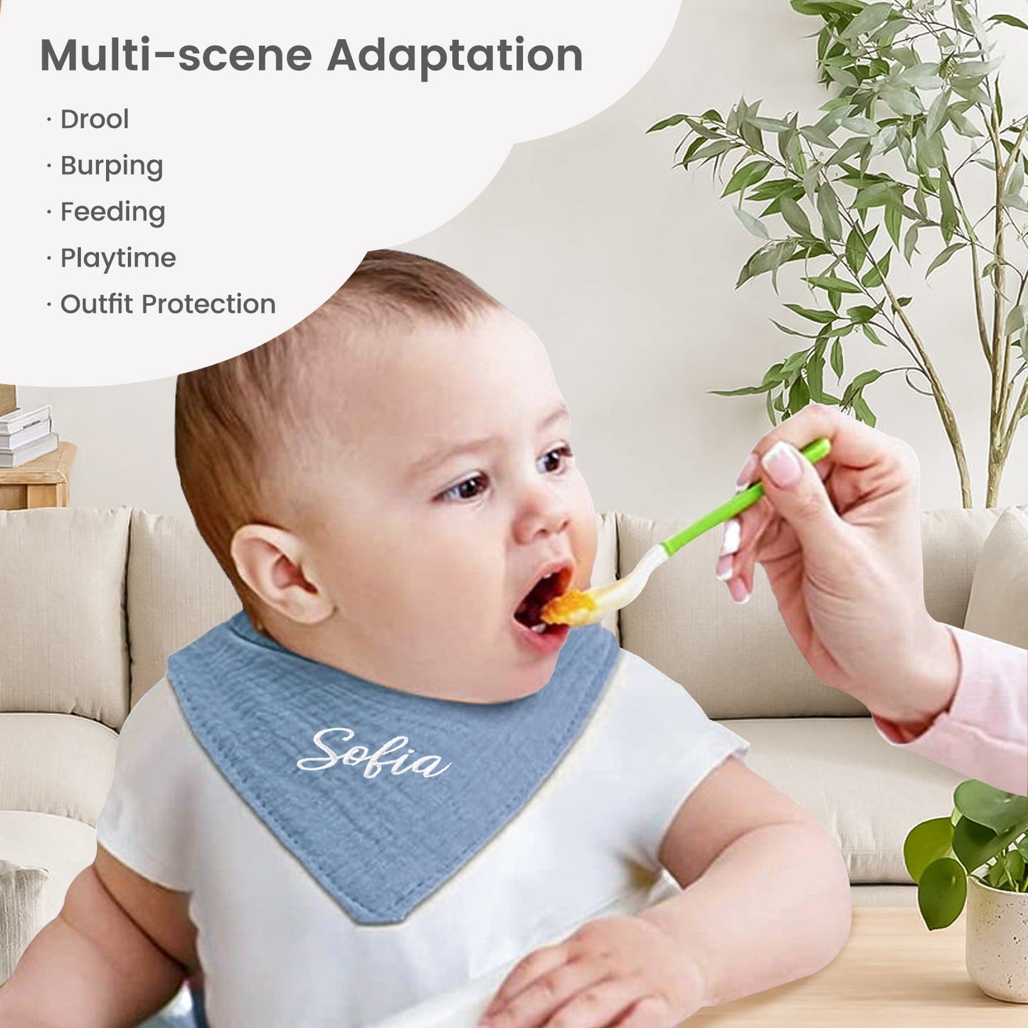 Personalised Muslin Baby Bibs Customised with Name