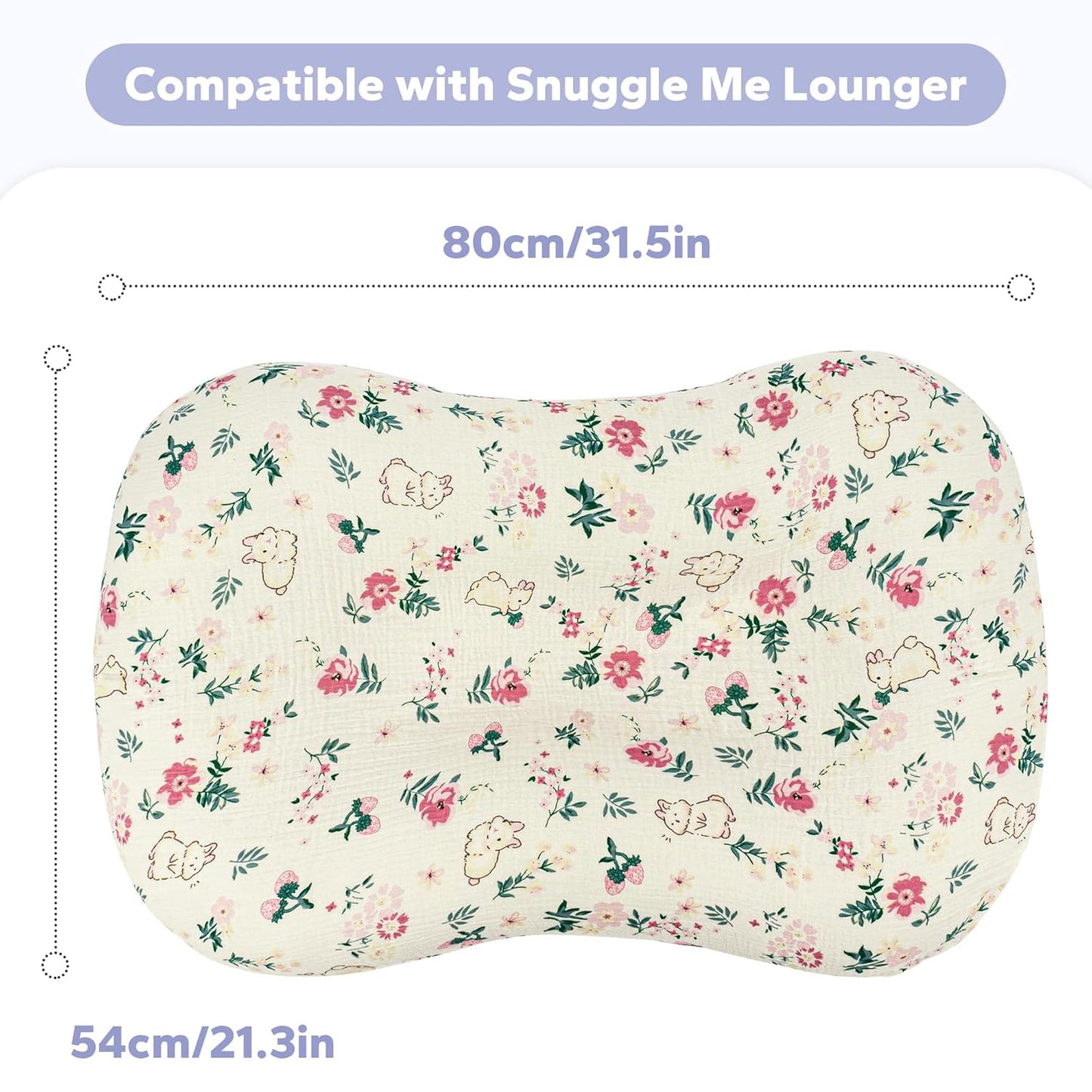 Muslin Baby Removable Lounger Cover Compatible with Snuggle Me Lounger