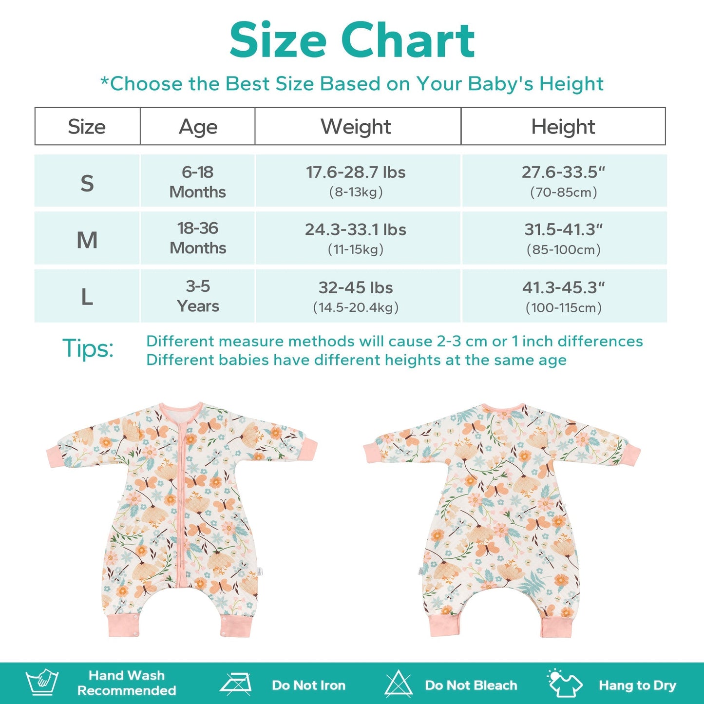 1.5 TOG Toddler Sleeping Bag with Long Sleeve 6 Months-5 Years