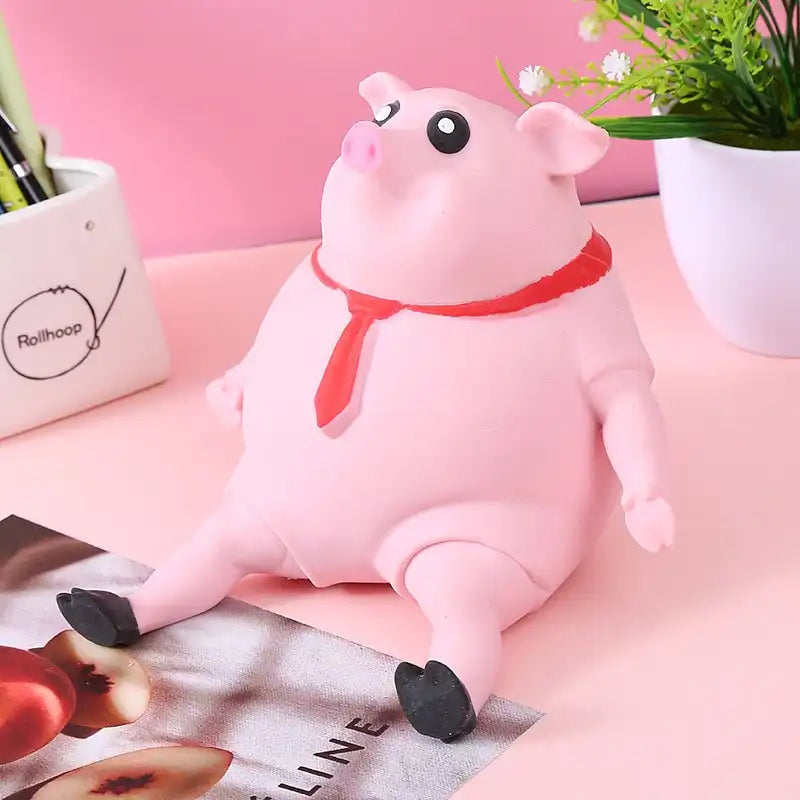 Anti Stress Relief Porky Pinkpig toy Vent Cute Asrm Pink Pig Squeeze Fidget Squeeze TPR Pig Toys for Kids or Adults - MEACAOFG