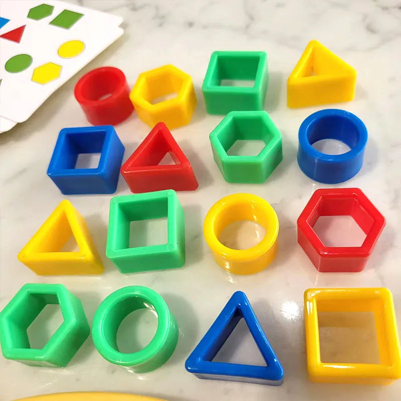 WEIQUEEN DIY Geometric Shape Color Matching 3D Puzzle Baby Montessori Learning Educational Interactive Battle Game Toys For Children Gift