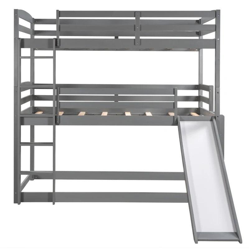 Triple Bunk Bed with Ladder and Slide