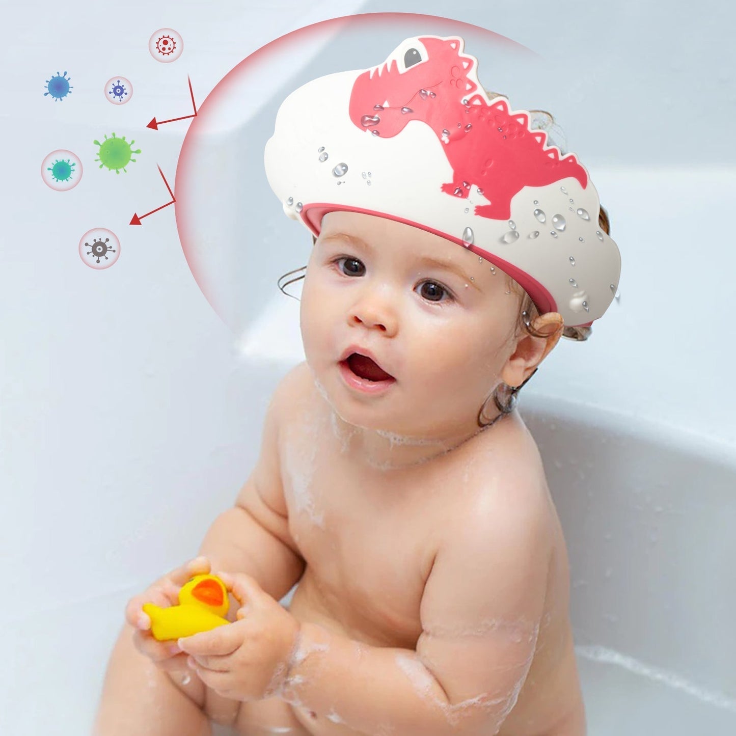 Baby Shower Cap Adjustable Silicone Bath Hat for Kids