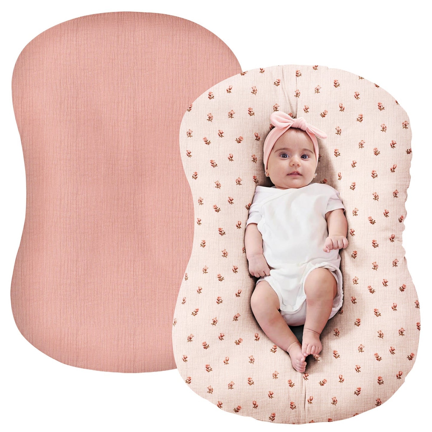 2 Pack Muslin Baby Removable Lounger Cover Compatible with Snuggle Me Lounger