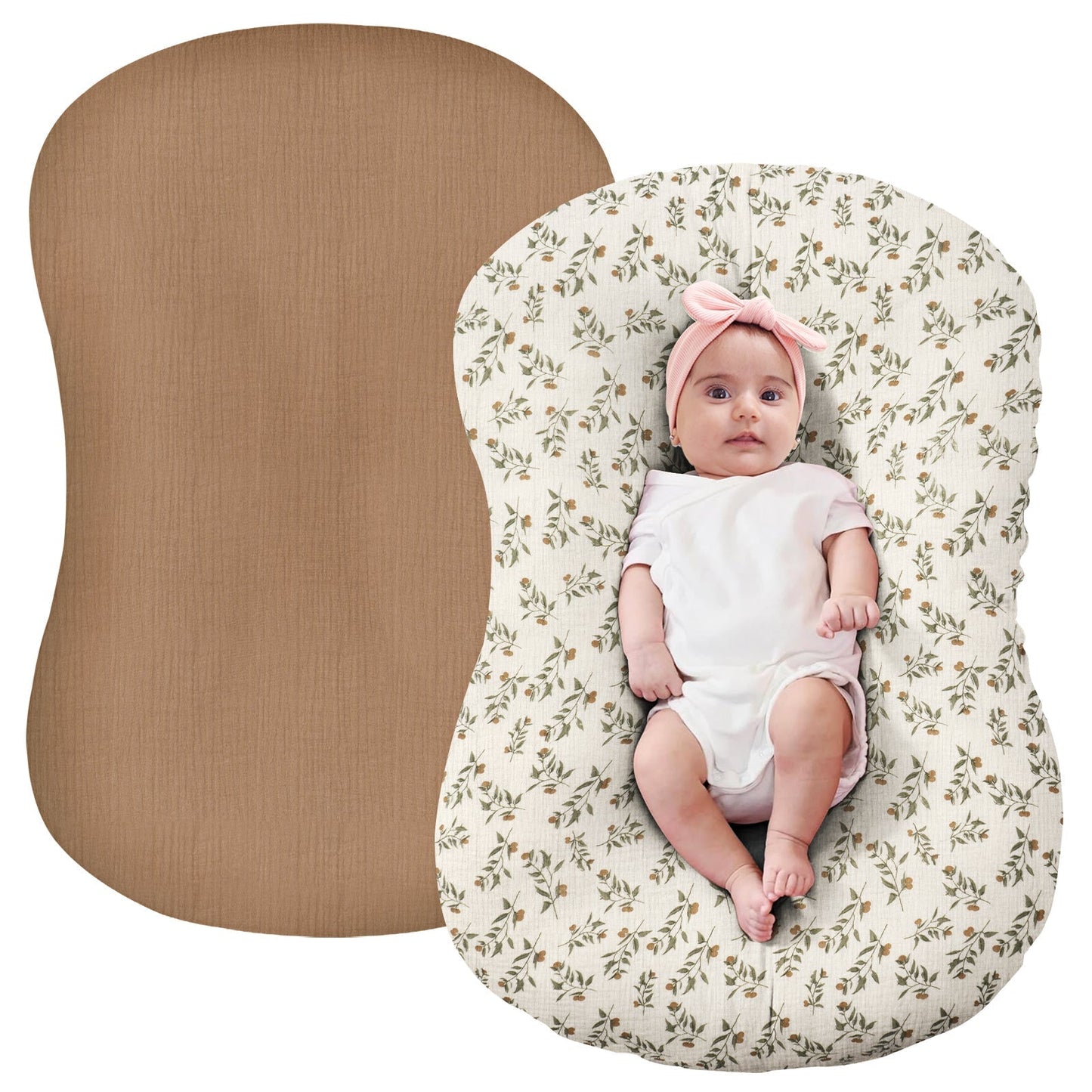2 Pack Muslin Baby Removable Lounger Cover Compatible with Snuggle Me Lounger