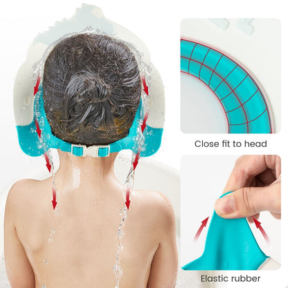 Baby Shower Cap Adjustable Silicone Bath Hat for Kids