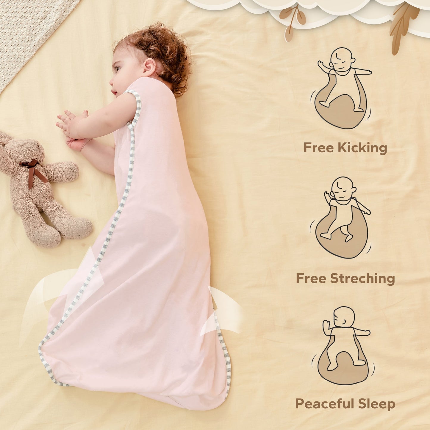 1.0 Tog Newborn Sleeveless Sleep Sack 100% Cotton 0-18 Months