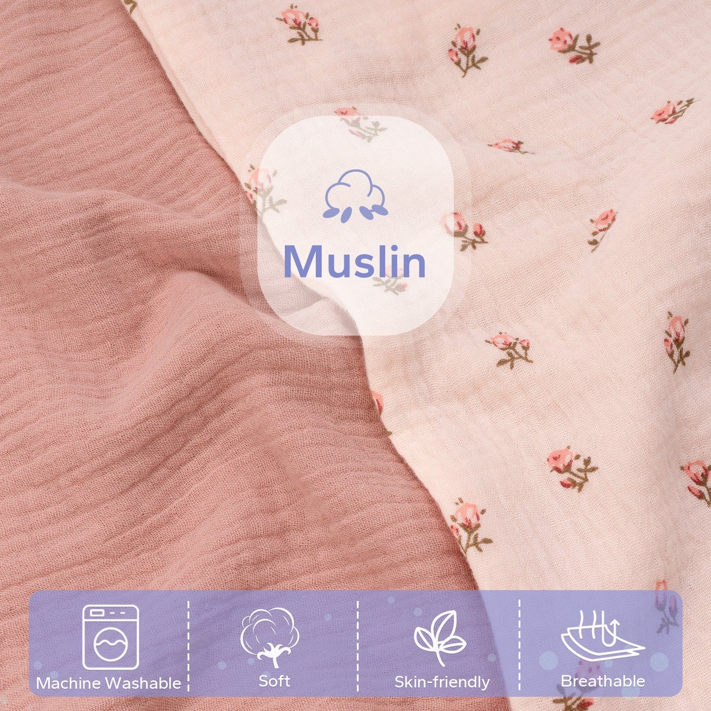 2 Pack Muslin Baby Removable Lounger Cover Compatible with Snuggle Me Lounger