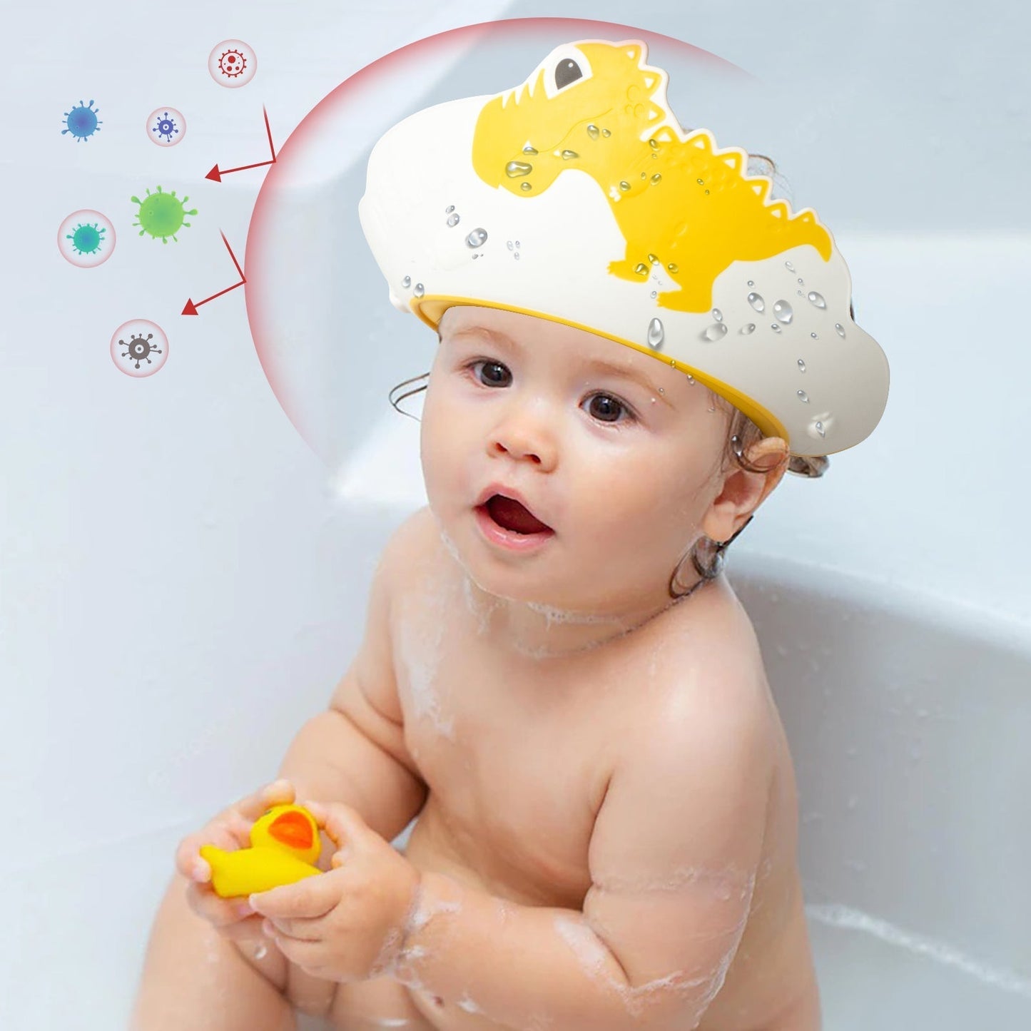 Baby Shower Cap Adjustable Silicone Bath Hat for Kids