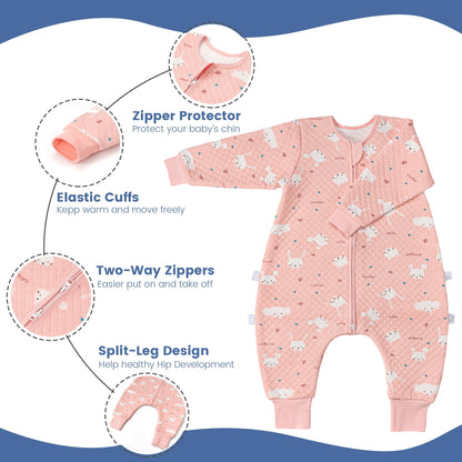 1.5 Tog Long Sleeve Split Legs Sleeping Bag