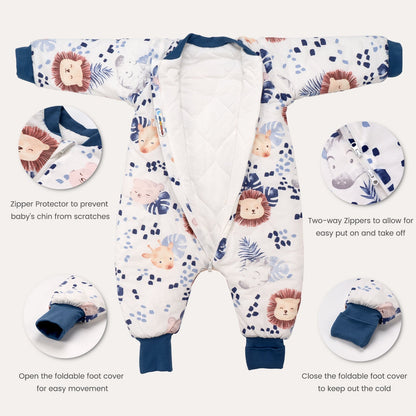 2.5 Tog Removable Sleeves Toddler Sleep Sack with Feet 1-3 Years