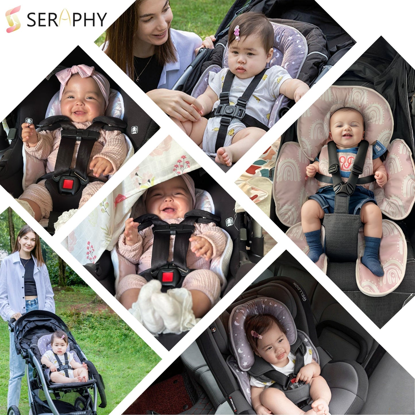 Car Seat Head Body Support, Detachable Newborn Infant Car Seat Insert