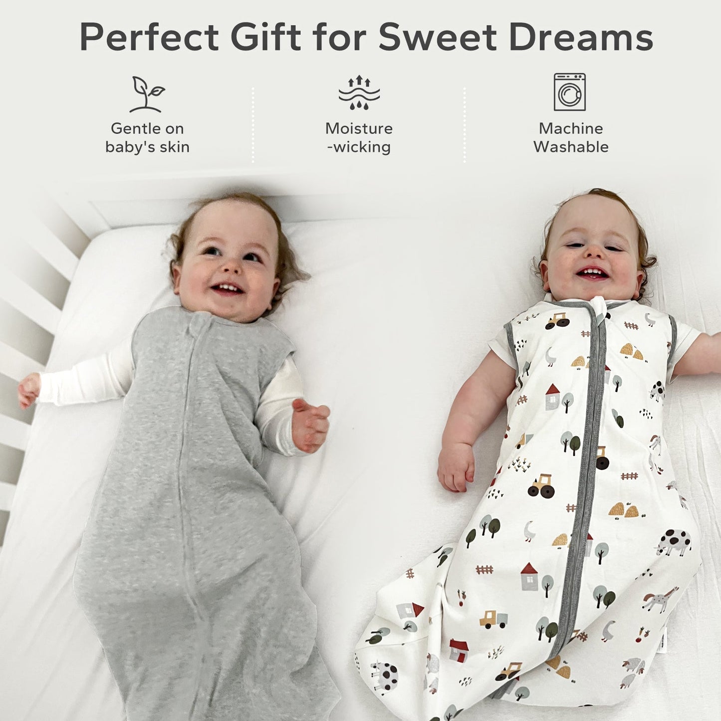 0.5 TOG 2 Pack 100% cotton Summer Baby Sleep Sack 0-24 Months