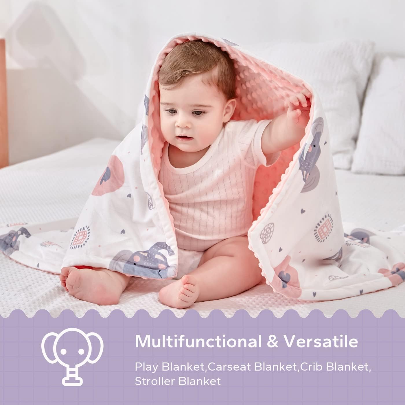 Baby Blankets for Girls and Boys Soft Plush Receiving Blanket Double Layer