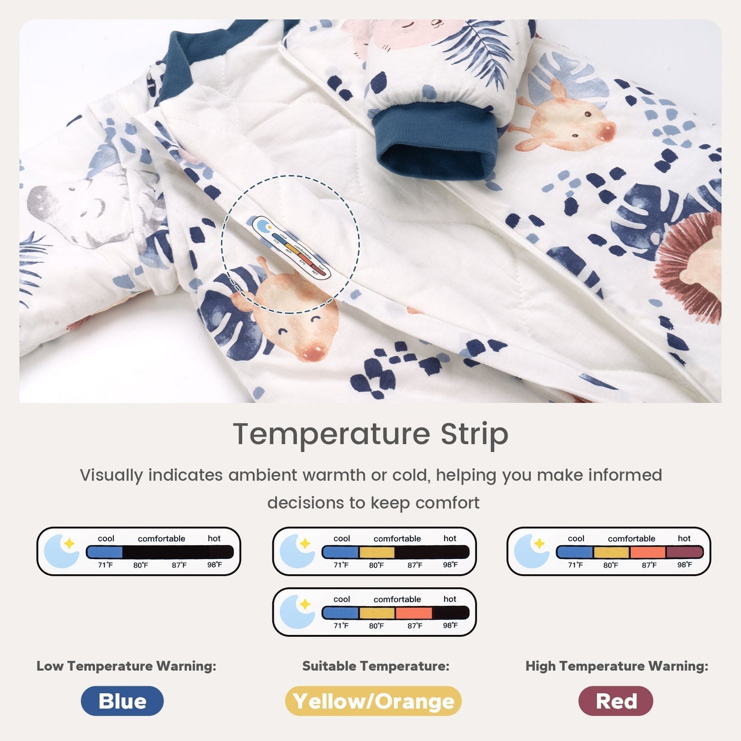 2.5 Tog Removable Sleeves Toddler Sleep Sack with Feet 1-3 Years