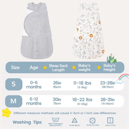 1.0 TOG 100% Cotton 2 Pack Baby Swaddle for Newborns 0-12 Months