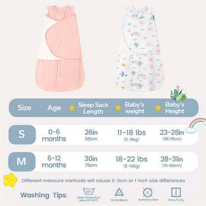 0.5 TOG 2 Pack 100% Cotton Baby Swaddle for Newborns 0-12 Months