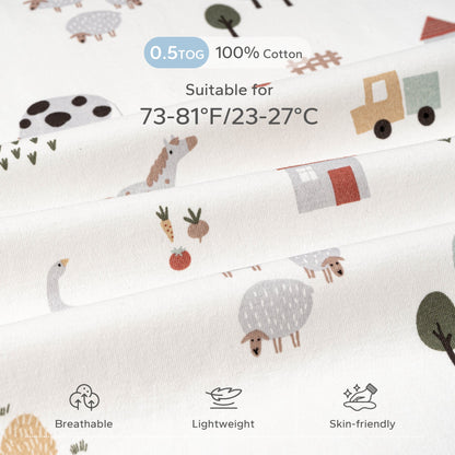 0.5 TOG 2 Pack 100% cotton Summer Baby Sleep Sack 0-24 Months