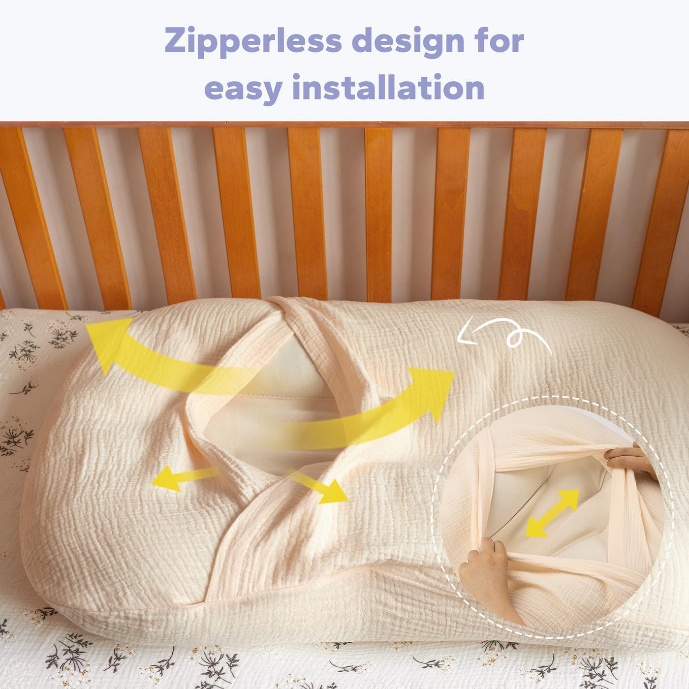 Muslin Baby Removable Lounger Cover Compatible with Snuggle Me Lounger