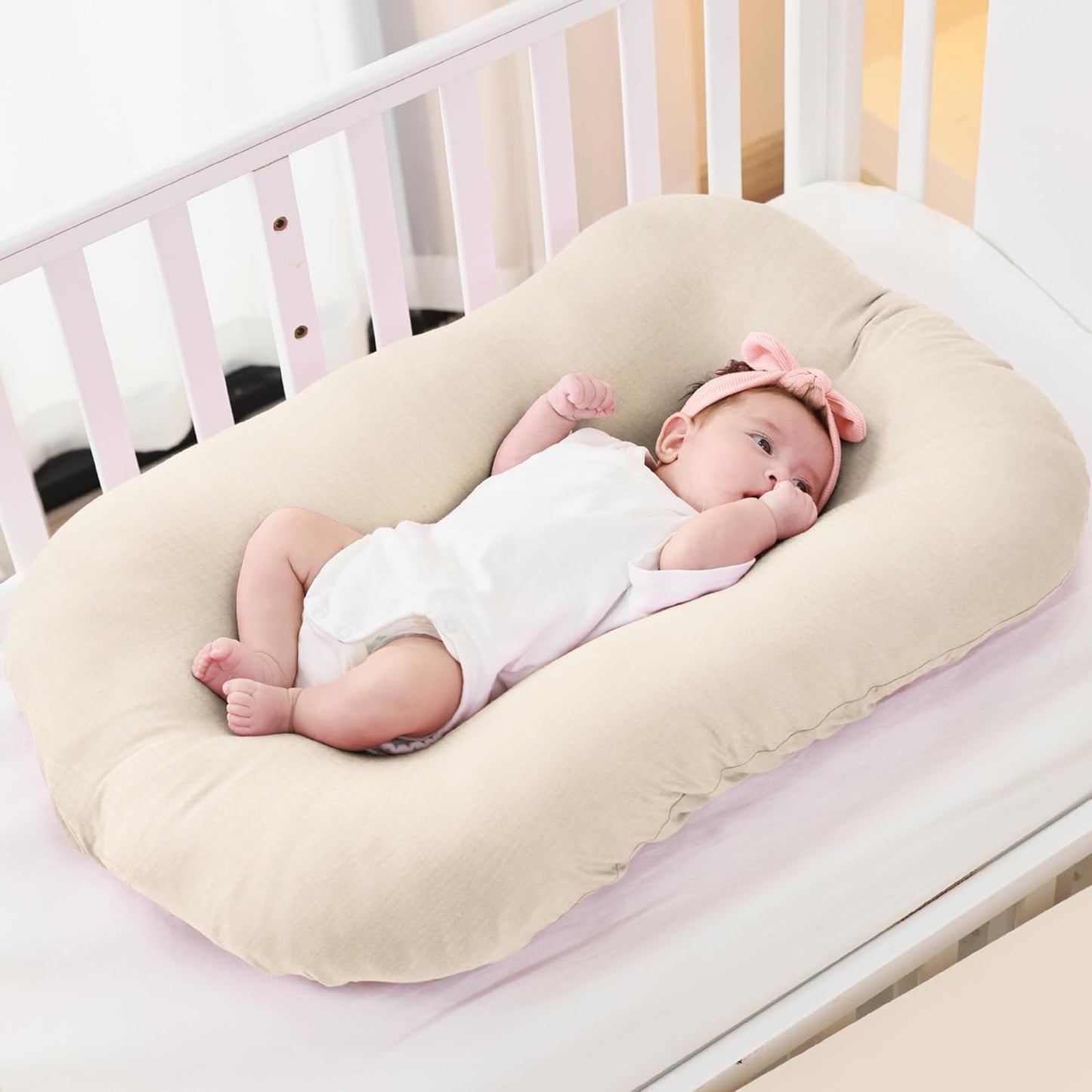 Muslin Baby Removable Lounger Cover Compatible with Snuggle Me Lounger