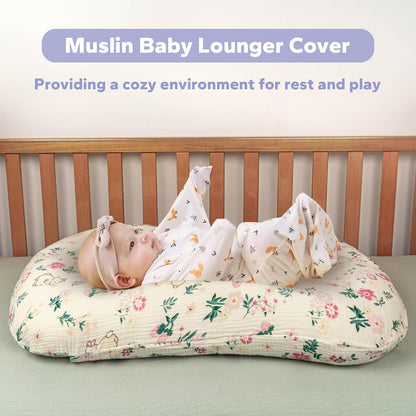 Muslin Baby Removable Lounger Cover Compatible with Snuggle Me Lounger