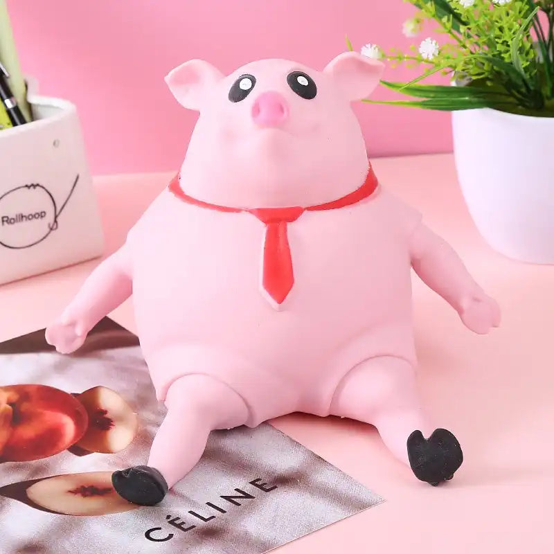 Anti Stress Relief Porky Pinkpig toy Vent Cute Asrm Pink Pig Squeeze Fidget Squeeze TPR Pig Toys for Kids or Adults - MEACAOFG