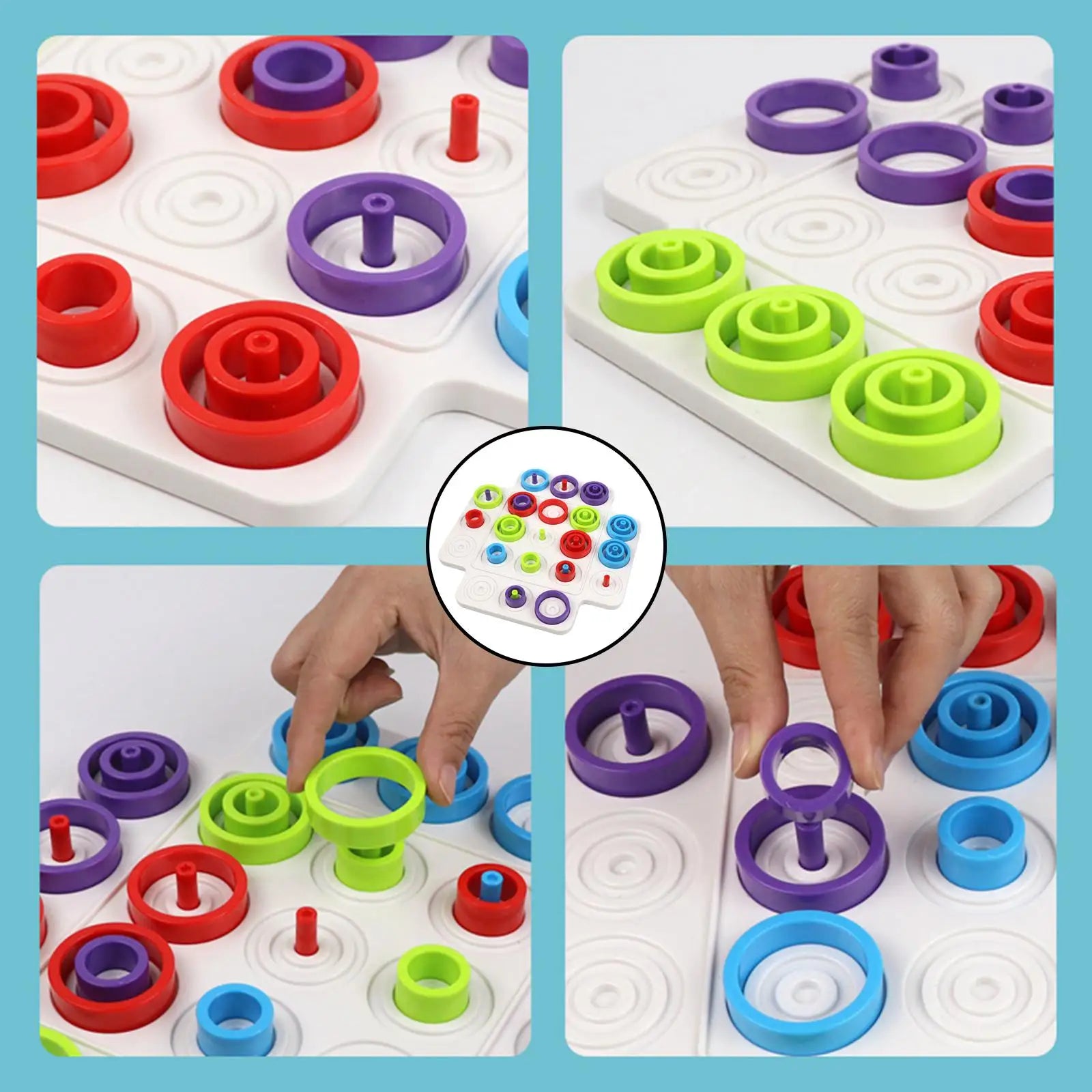 Children Rings Chess  Montessori Logical Thinking Training Board Games - MEACAOFG