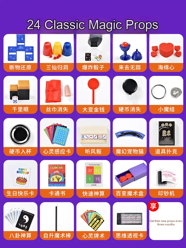 WEIQUEEN Magic Surprise Box Advent Calendar 2021 for Kids 24PCS Magic Tricks Props Kit Christmas Countdown Calendar Magic Toys Gifts for Boys and Girls