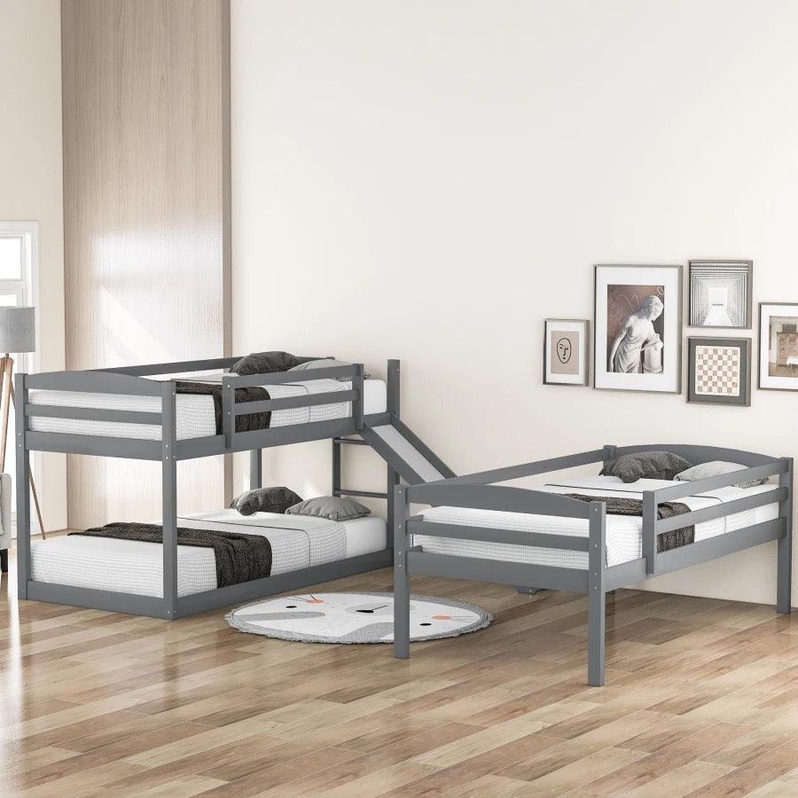 Triple Bunk Bed with Ladder and Slide