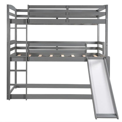 Triple Bunk Bed with Ladder and Slide