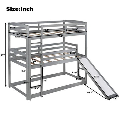 Triple Bunk Bed with Ladder and Slide